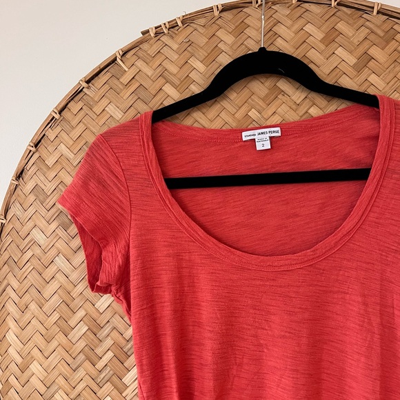 WOMEN’S JAMES PERSE CLASSIC DEEP SCOOP NECK CAP SLEEVE SOFT TEE SHIRT EUC - Picture 5 of 9